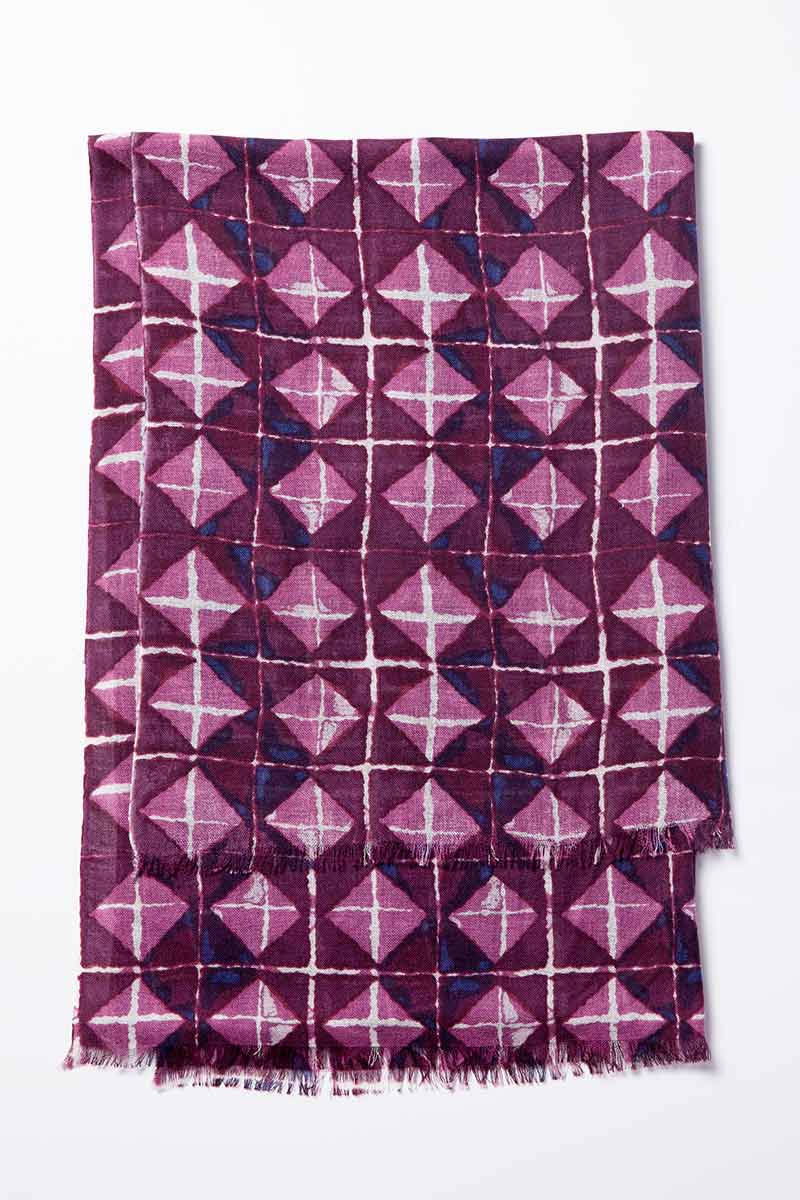 Forte Beach Tile Print Silk Cashmere Scarf