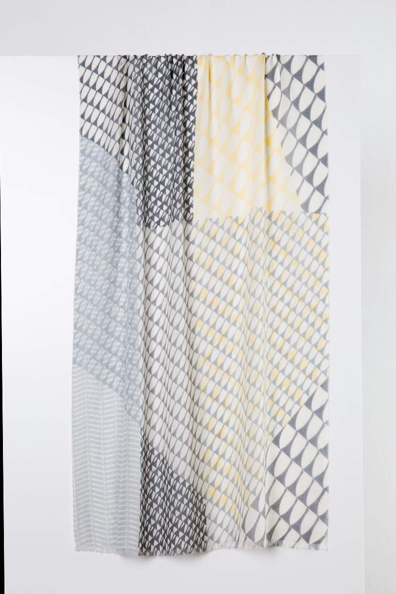 Forte Wave Geo Print Silk Cashmere Woven Scarf