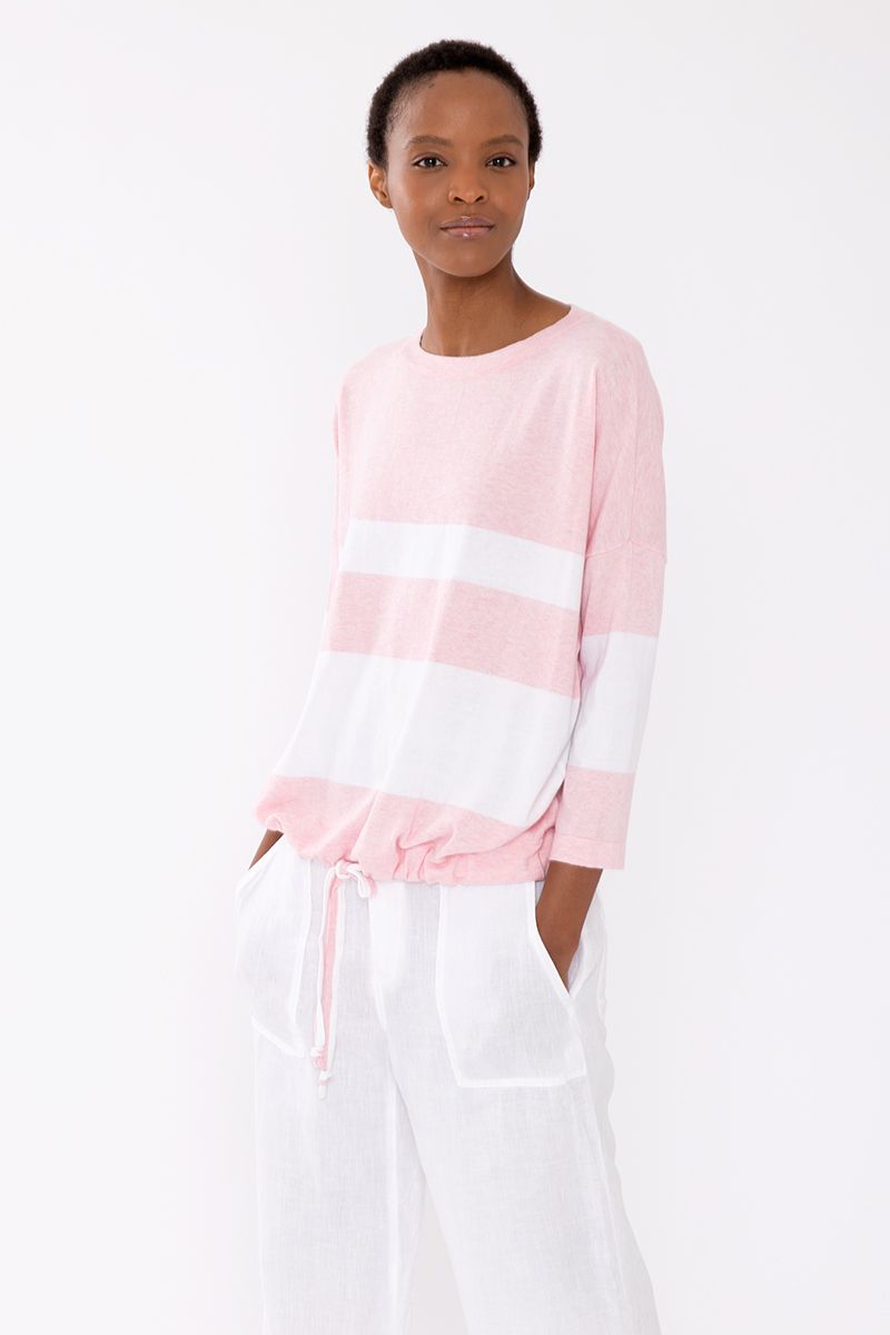 Stripe Drawstring Pullover
