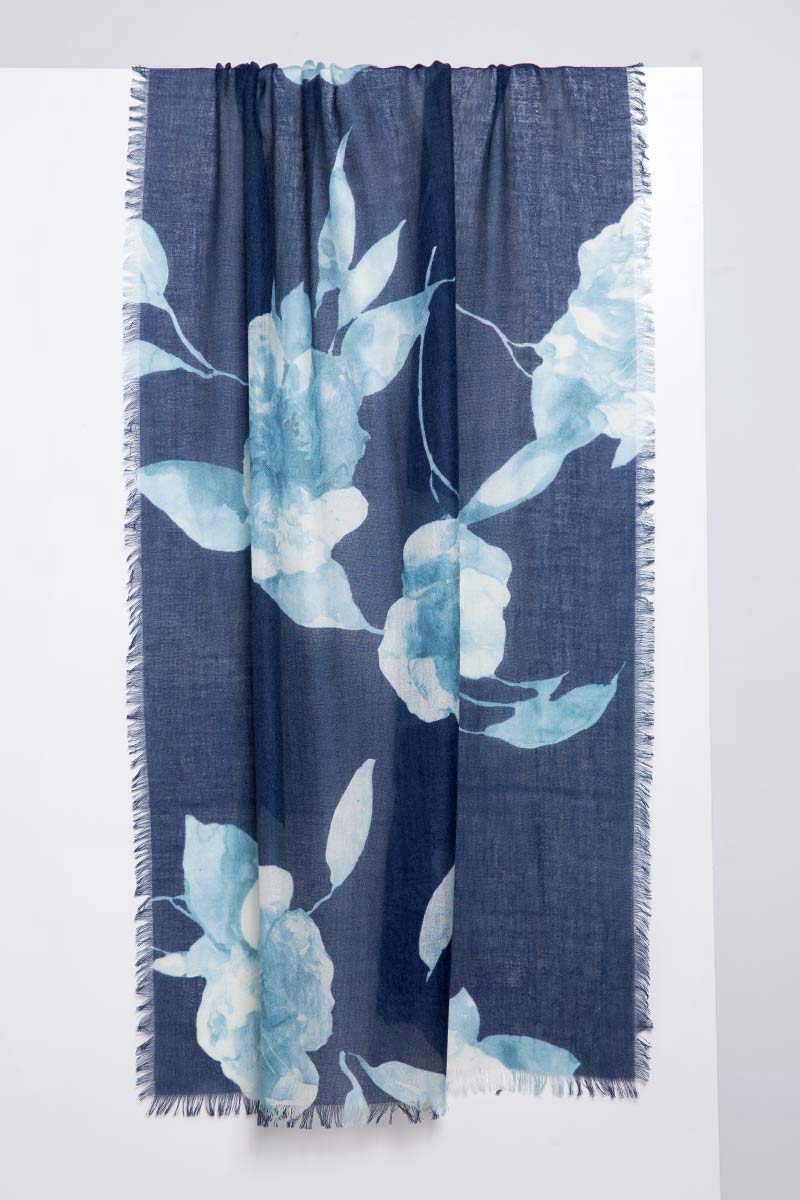 Forte Autumn Bloom Print Silk Cashmere Scarf