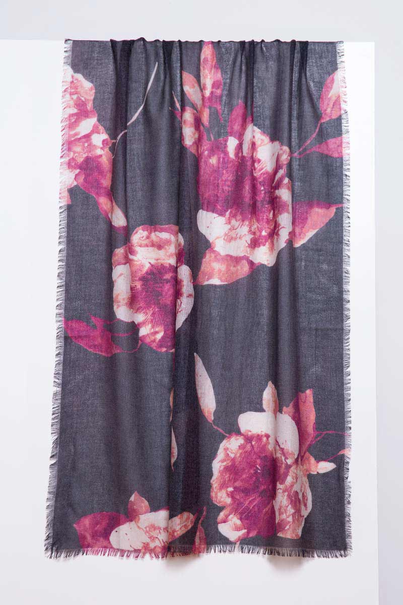 Forte Autumn Bloom Print Silk Cashmere Scarf