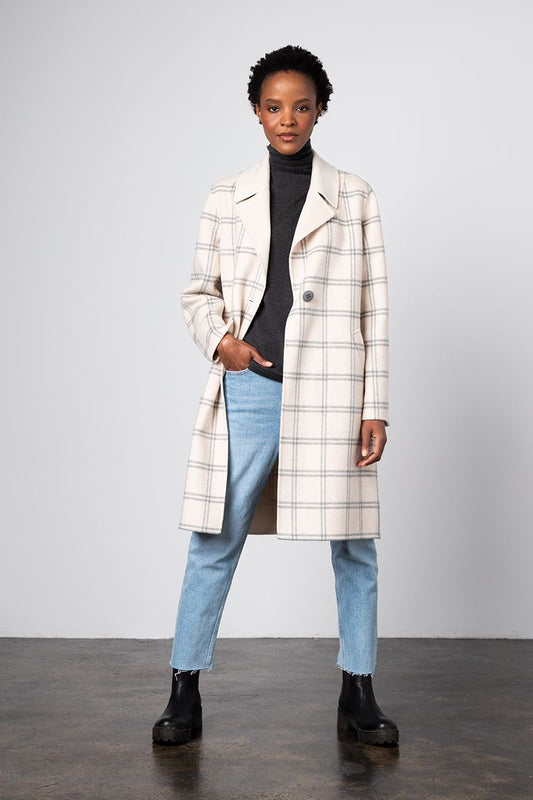 Windowpane Notch Collar Coat