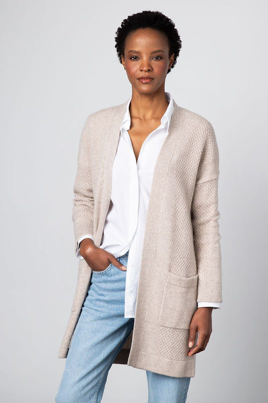 Multi-texture Long Cardigan