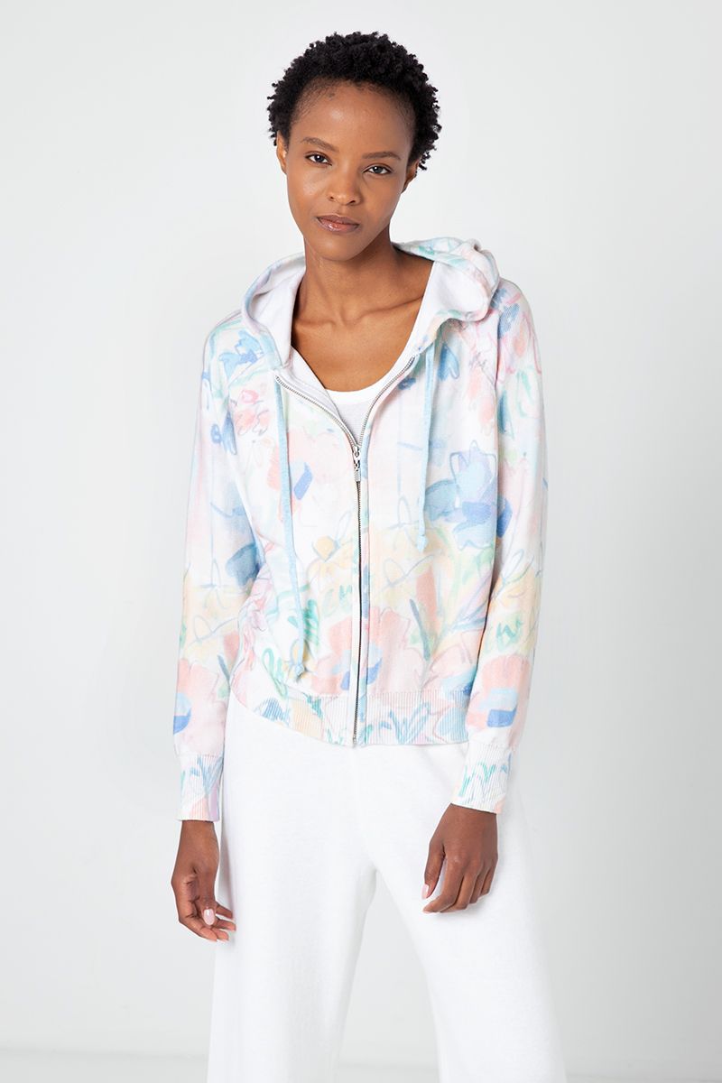 Sunbleached Floral Zip Hoodie