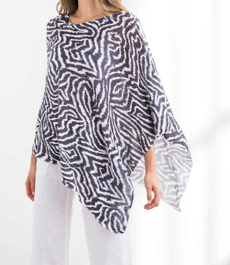 Forte Faux Bois Knit Poncho