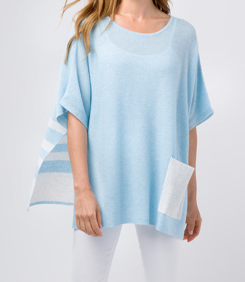 Forte Cashmere Contrast Pocket Poncho