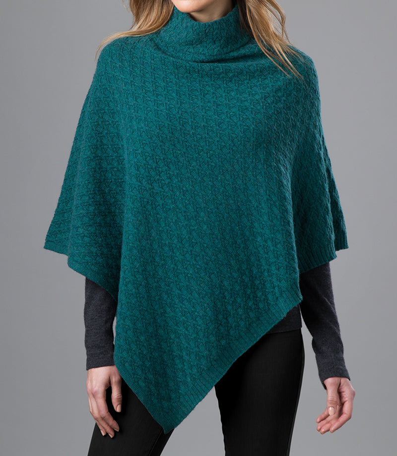 Forte Luxe Cable Turtleneck Cashmere Poncho