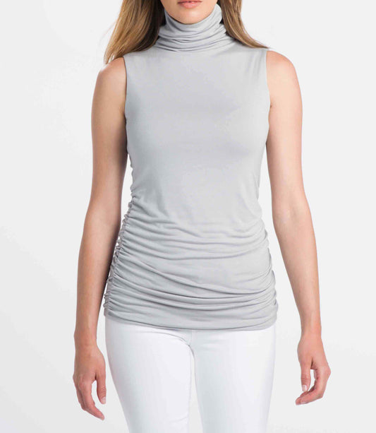 Forte Ruched Sleeveless Funnel