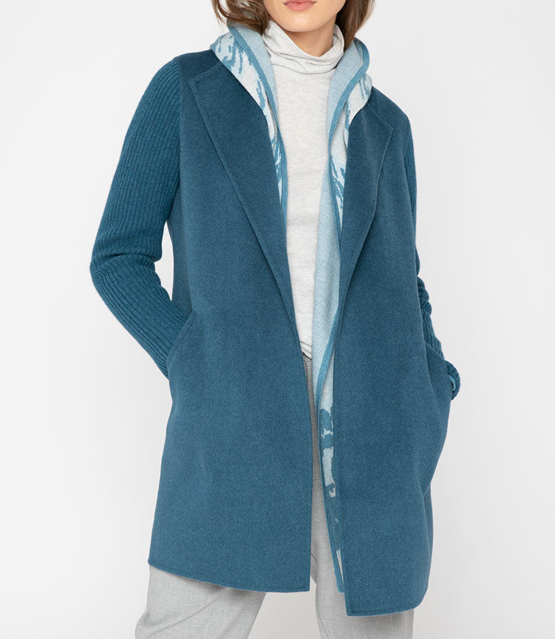 Forte Rib Sleeve Open Front Coat