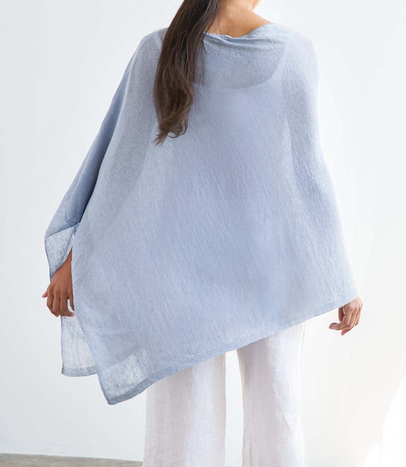 Forte Linen Solid Knit Poncho