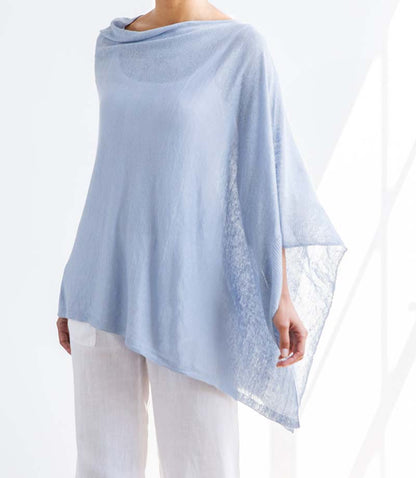 Forte Linen Solid Knit Poncho