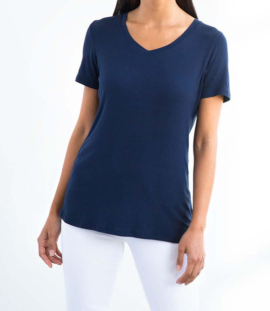 Forte Short Sleeve Rounded Hem Vee